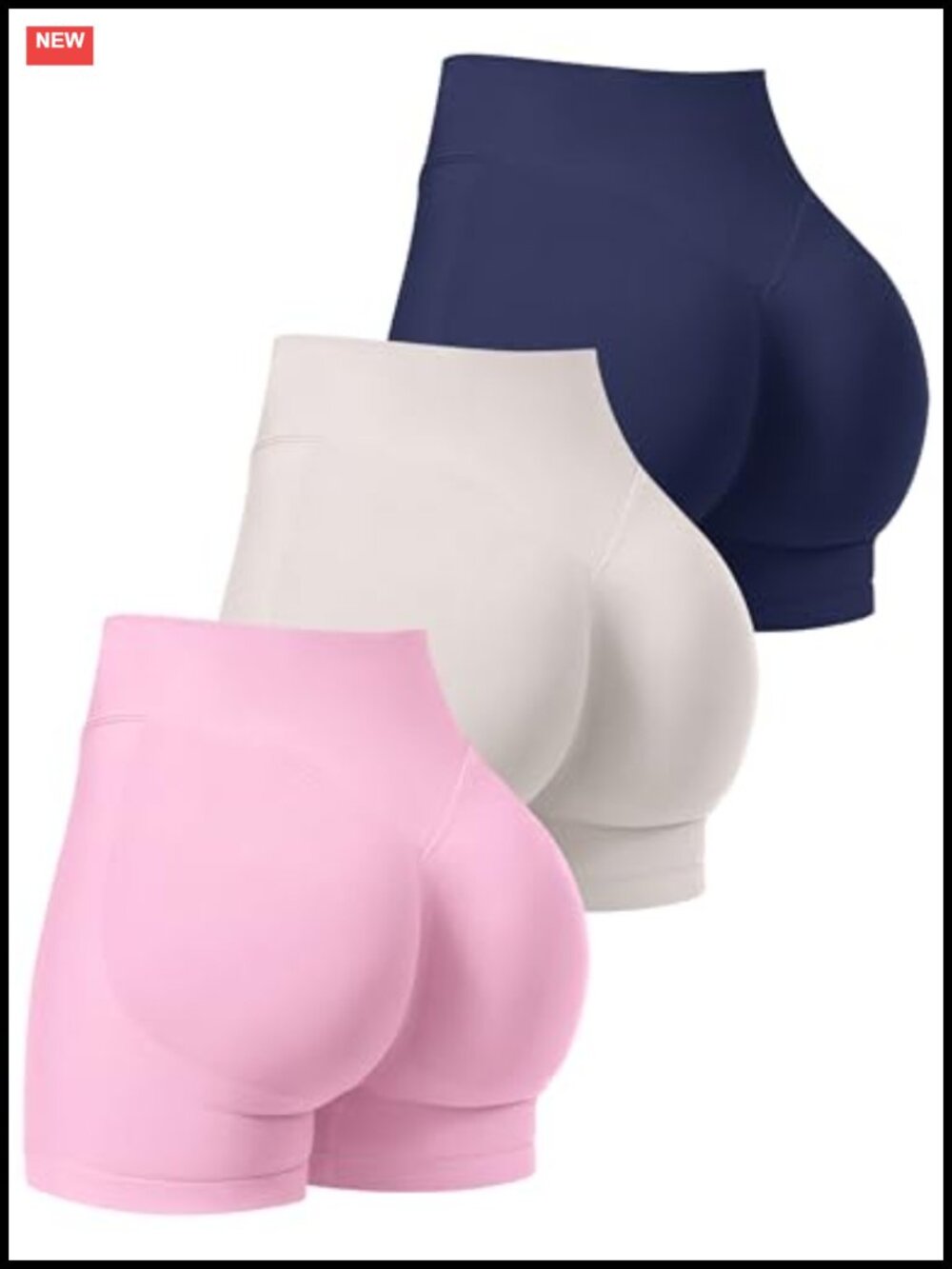 3 Pack Seamless Athletic Shorts High Waist Butt Lifting Gym Workout Activewear